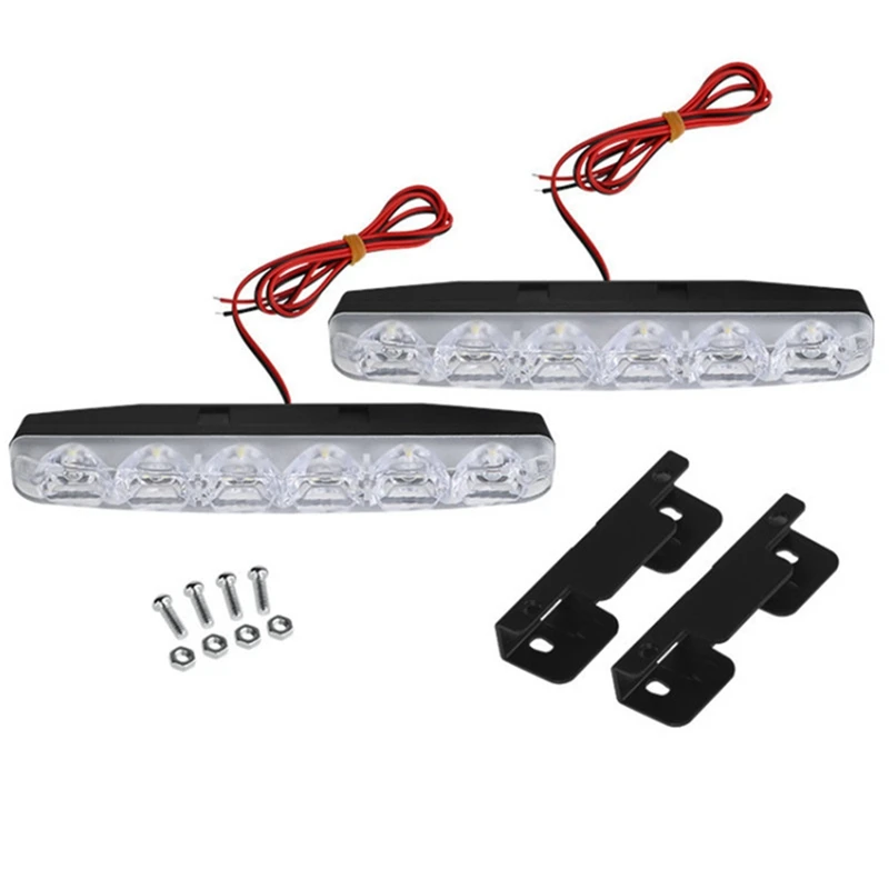 6 LED Super Bright Daytime Running Lights Car Center Grille Decorative Lights For General Car Lights Modification