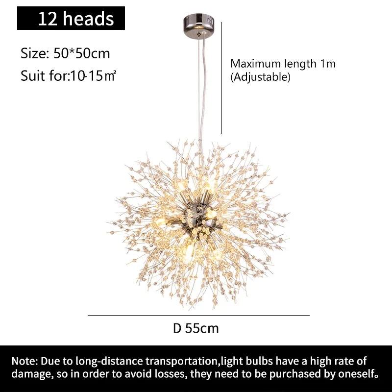 Modern Starry Sky Art Crystal Pendant Indoor Lighting Dandelion Dining Room, Living Room, Bedroom, Bar Art Lighting Fixtures image 6