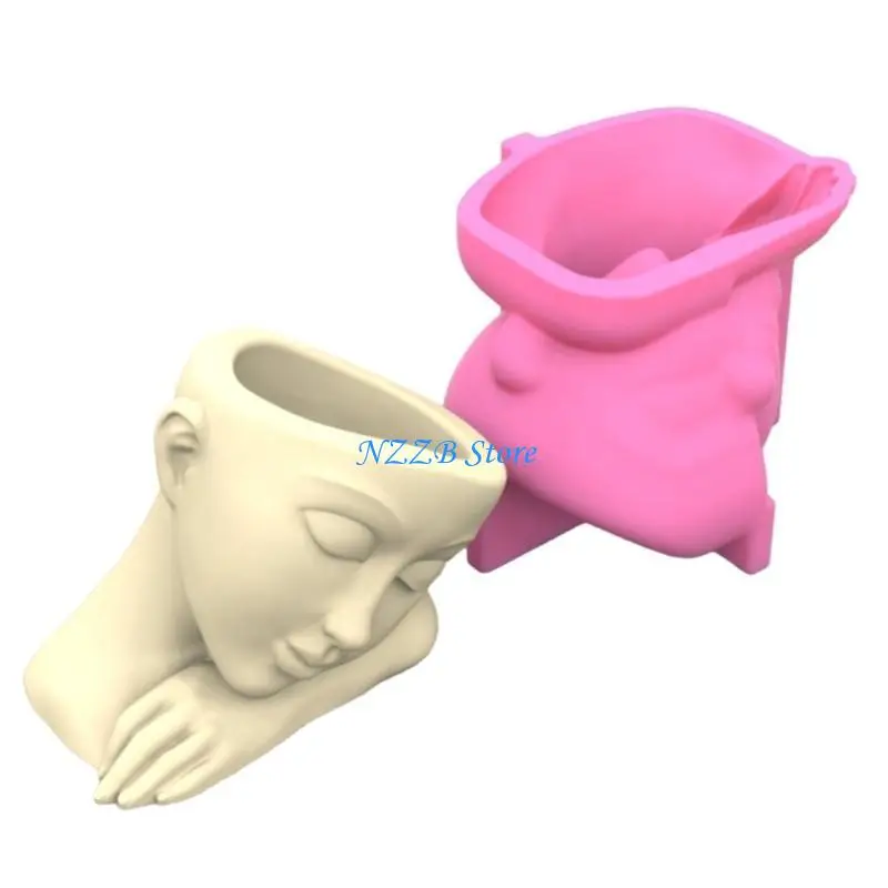 

T21F Sleeping Man Gypsum Silicone Molds for Making Plant Flower Pot