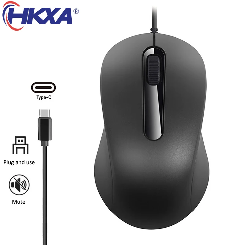 HKXA 3D Type C Wired Mouse Gaming Mouse Silent Ergonomics Optical Mouse 1000 DPI Computer Mouse Gamer for PC/Laptop/Desktop