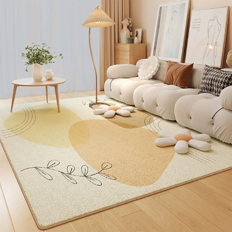 

Cream Minimalist Striped Carpet Large Surface Living Room Cashmere Carpet Comfortable Soft Bedroom Balcony Floor Mat