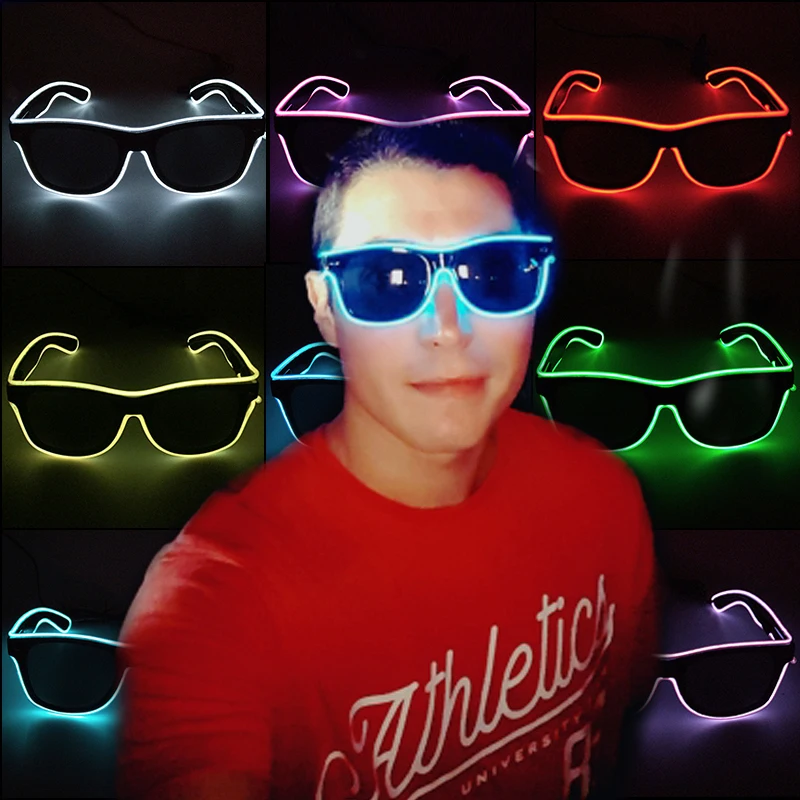 10 kolorów świecących okularów neonowych EL Okulary przeciwsłoneczne LED Bar Party Dance DJ Jasne migające okulary Rozświetlające okulary Glow Party Supplies