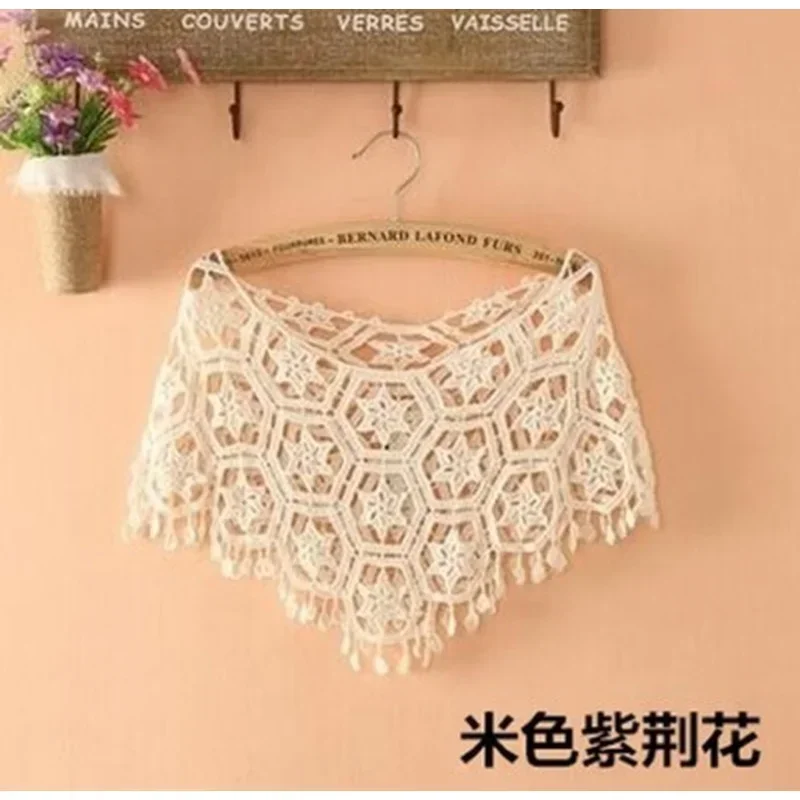 Out Hijab Scarf Elegant Ladies Shawl Fashion Tassel Lace Scarf Women Fashion Hollow Hook Flower Short Small Vest Cover