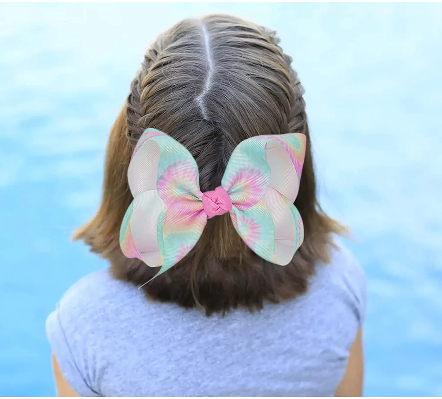 4/6Pack Big Hair Bow Clips for Girls Grosgrain Ribbon Rainbow Hair Bows Clips Large Baby Bows for Hair 6 Inch Craft Bows Hairpin