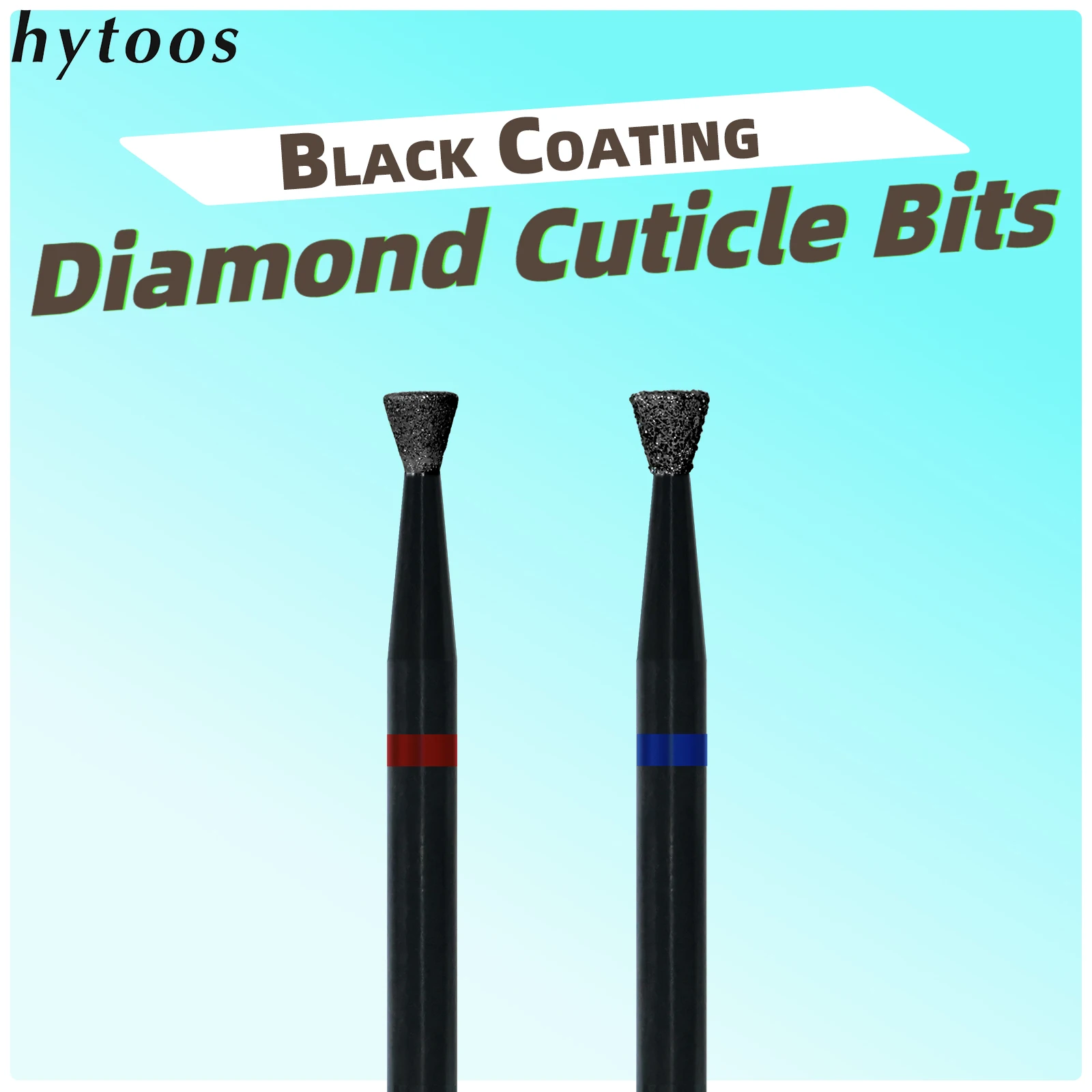 HYTOOS 3mm Inverted Cone Cuticle Clean Nail Drill Bit, Black Russian Diamond Nail Bits Dead Skin Cleaner Accessories Tool