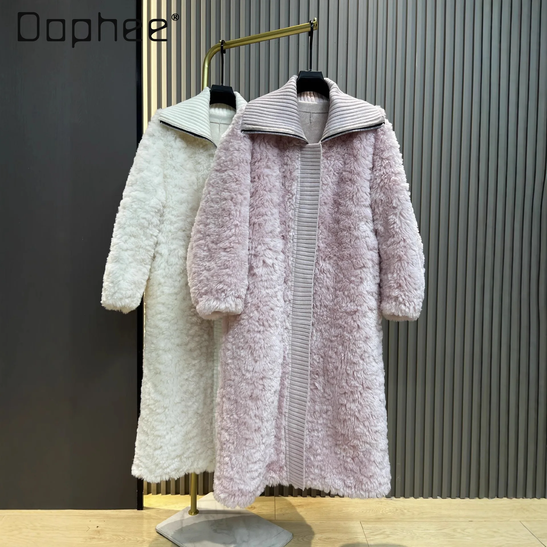 

Faux Fur Coat for Women 2025 Winter New Long Lamb Wool Fur Integrated Thickened Warm Plush Patchwork Overcoat
