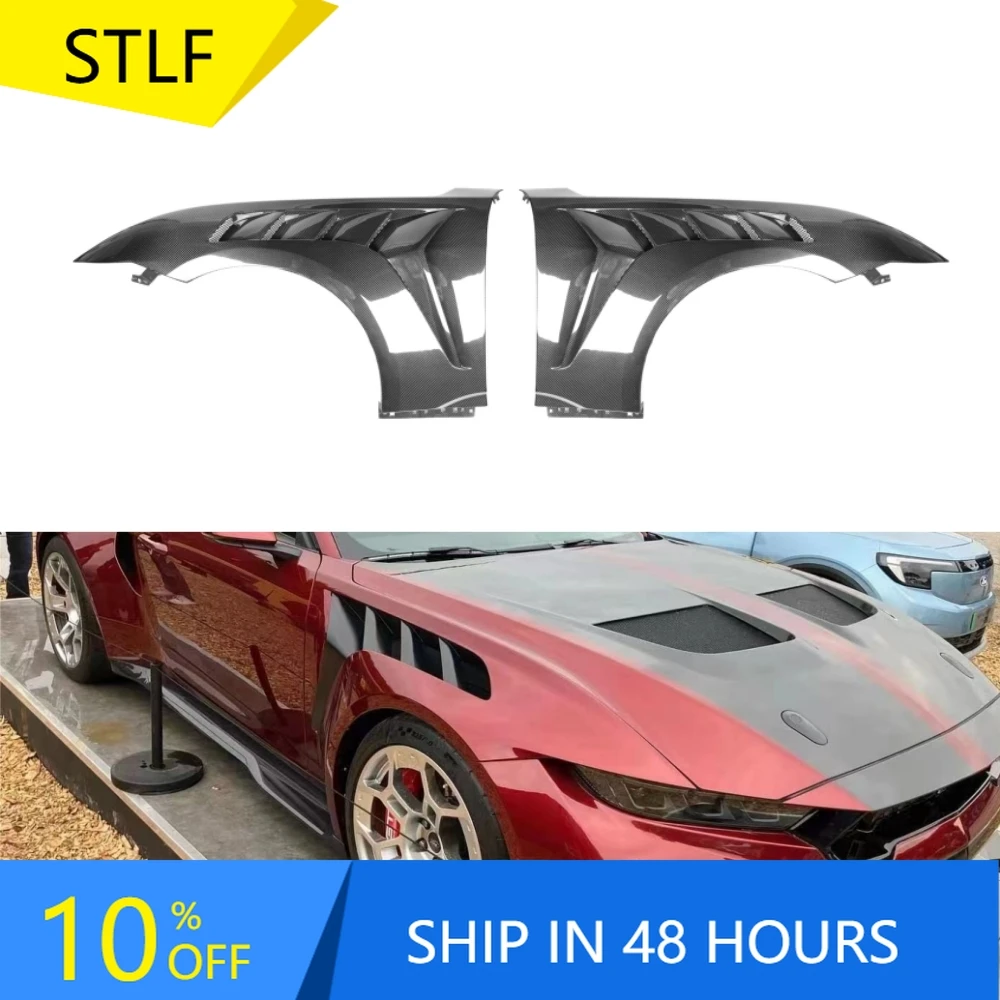 

STLFReal Carbon Fiber P Style Front Bumper Side Fender Trims Hood for Fordss Mustang 2024+