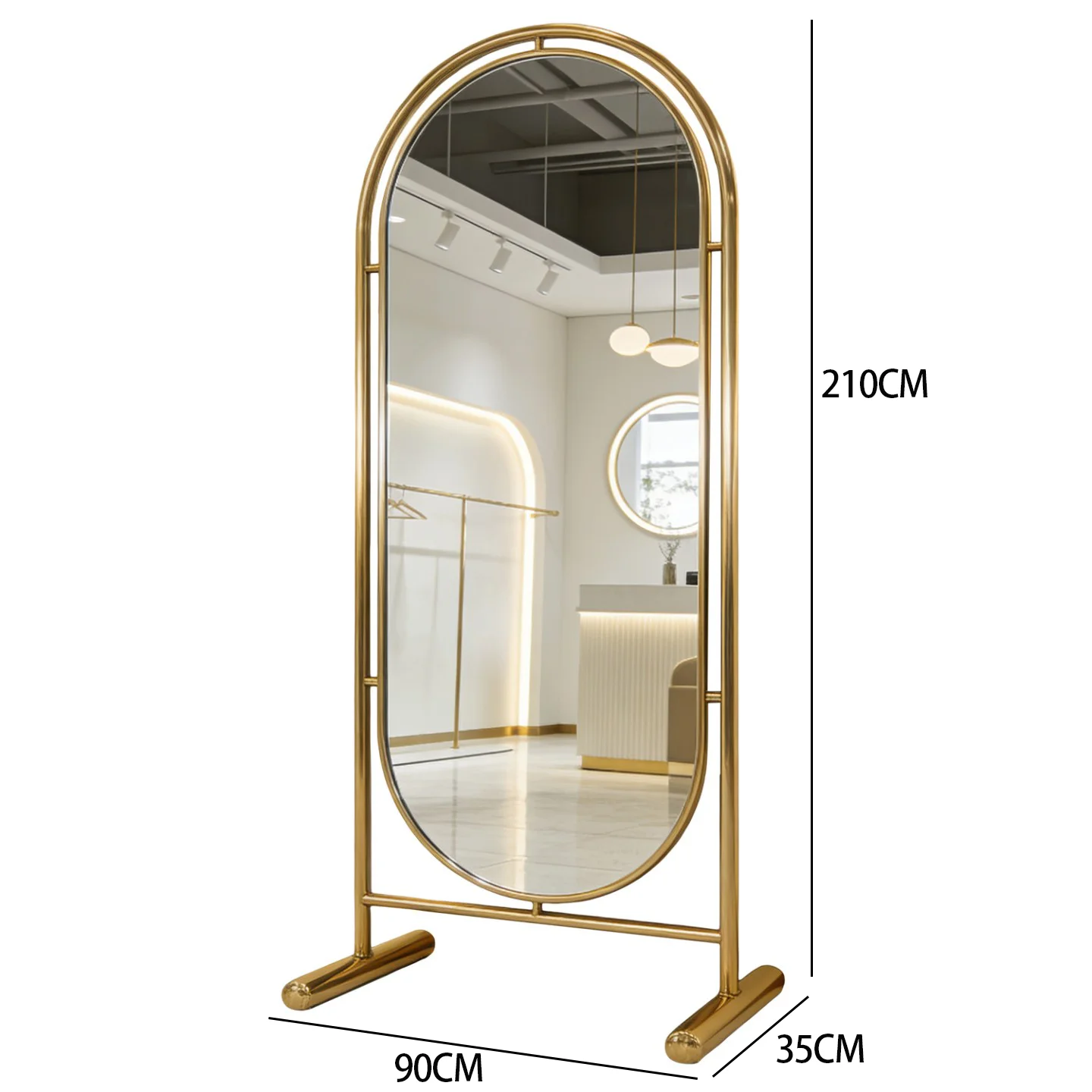 Factory Direct 2026 Clothing store fitting mirror mirror full body light luxury dressing clothing store fitting stainless steel