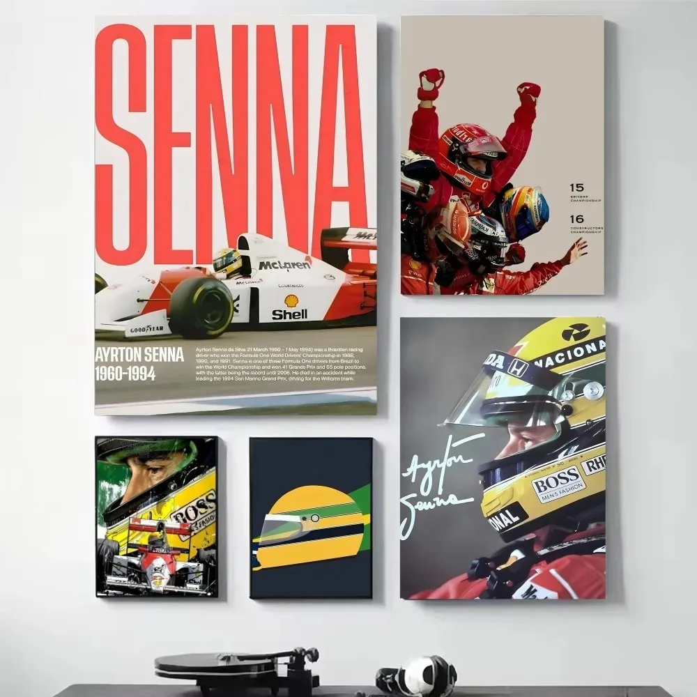 Айртон-Сенна-f-Формула-МакЛрен-Чемпион-мира-Настенное-искусство-Холст-Печать-плакатов-Современный-домашний-декор-комнаты-Живопись