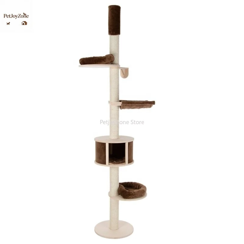 

PetJoyZone Wooden Cat House Cat Scratcher Lounge Jugete Para Gatos Katten Krabpaal Cat Tree