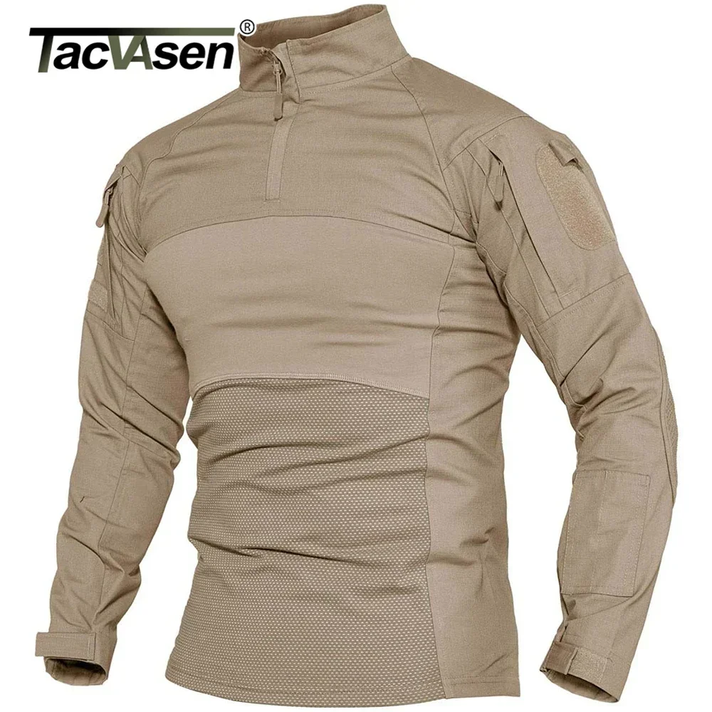 TACVASEN Men's Work Shirts 1/4 Zip Long Sleeve Shirts Outdoor Fishing Hiking Shirts Casual Pullover Tops Wear-Resistance Male