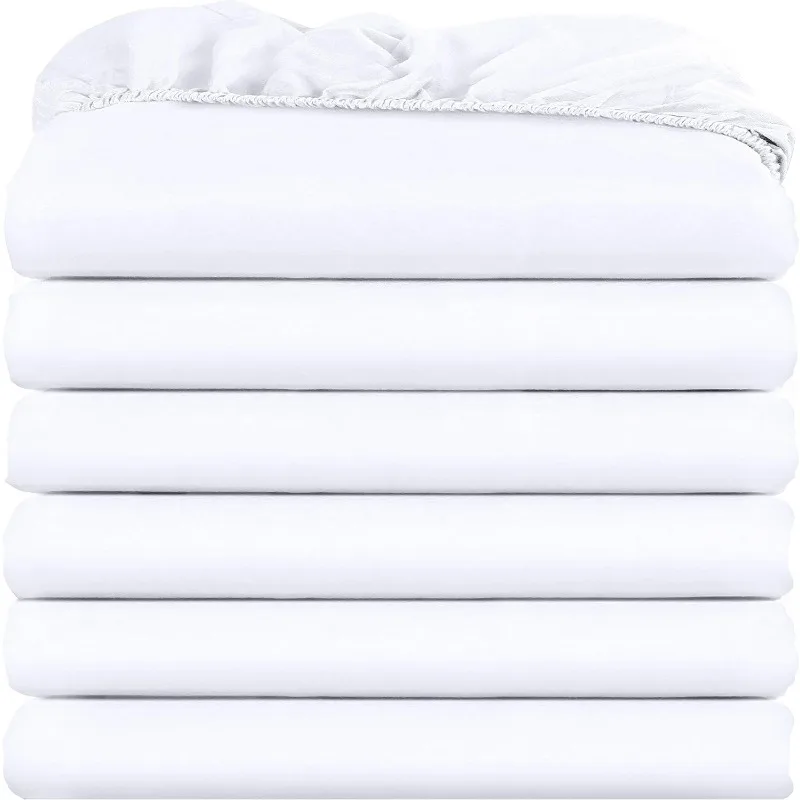 

Bulk Pack of 6 Bottom Sheets, Soft Brushed Microfiber - Shrinkage & Fade Resistant - Easy Care (White)