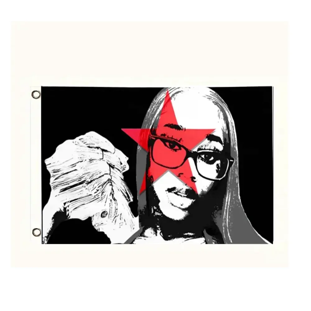 

Red Flag Rapper Flag Hip Hop Decor, Bold Black Red Polyester Banner 2x3FT 3x5FT for Stage Room Wall Outdoor Decoration