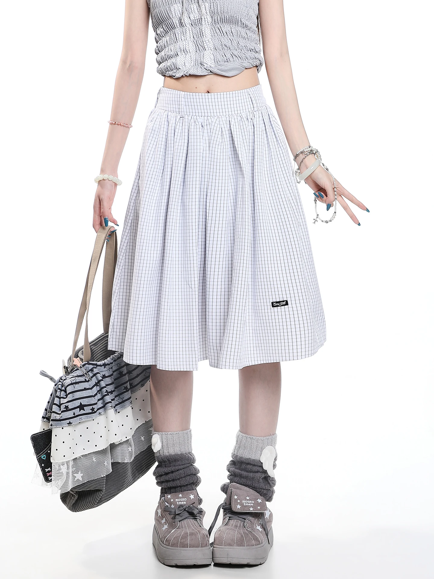 Sweet Girl Patterned A-Line Midi Skirt Women Summer High Waist Slimming Casual Anti-Aging Super Beautiful Half-length Skirt