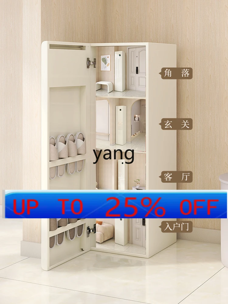 

Lmm Indoor Entry Entrance Cabinet Light Luxury Cream Wind Belt Mirror Intelligent Storage Shoe Rack