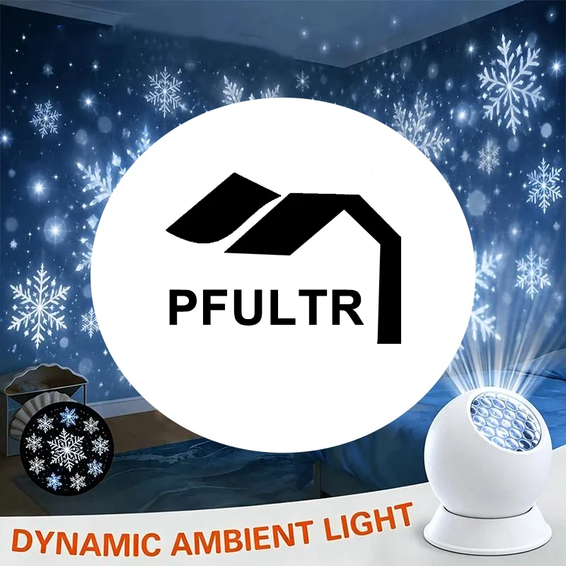 Projector Lamp Dynamic Rotating LED Projection Light for Bedroom Christmas Party Ambient Decor Snowflake