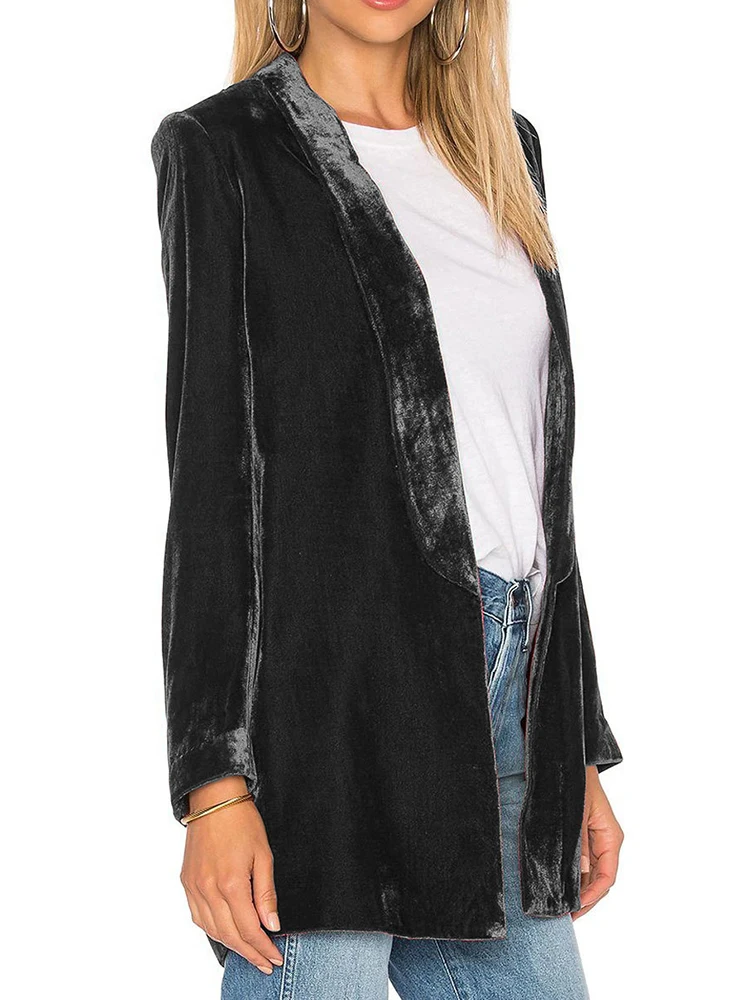 

НОВЫЕ весенние пиджаки Aoaiiys 2026, женские велюровые элегантные длинные верхние пиджаки, повседневные простые классические офисные женские пиджаки с длинными рукавами