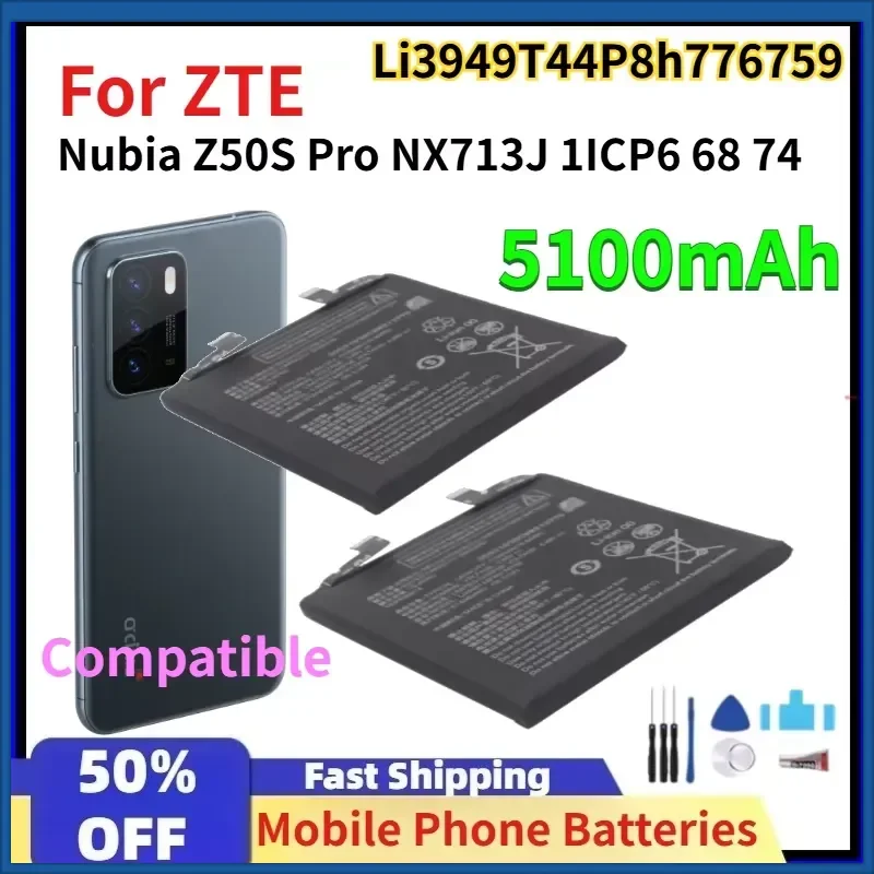 

For ZTE Nubia Z50S Pro NX713J Mobile Phone Battery Li3949T44P8h776759 5100mAh High Capacity (1ICP6 68 74) compatible