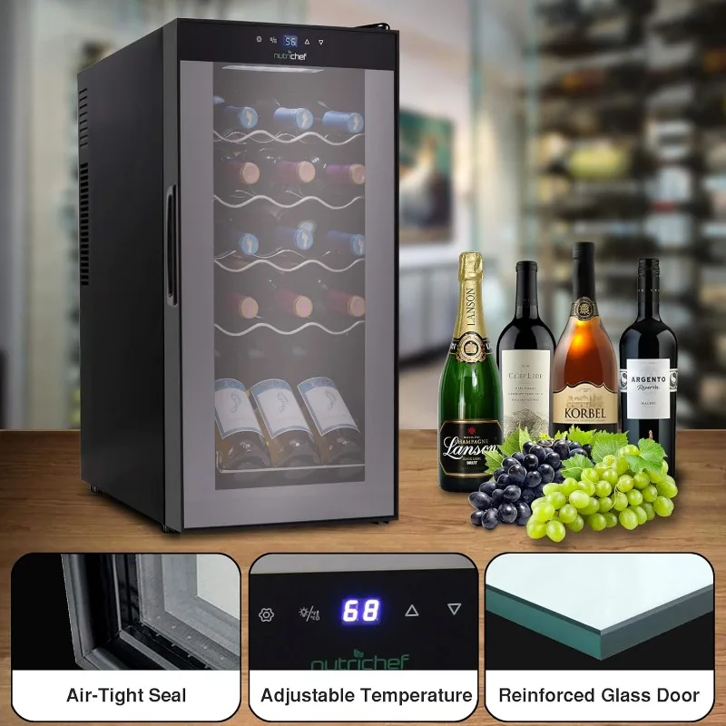 15 Bottle Slim Wine Fridge,Red & White Wine Chiller,Adjustable Temperature Control 41°F to 64°F,Ultra Quiet Operation