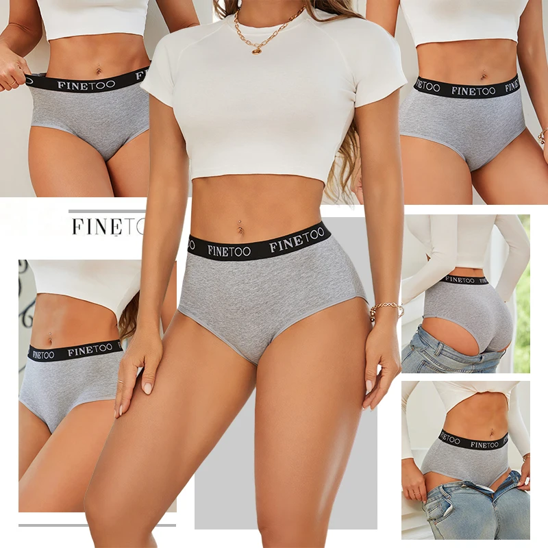 5 ks/sada dámských bavlněných kalhotek s vysokým pasem, bezešvých, prodyšných, strečových, měkkých, pro ženy, Finetoo - náhled 4