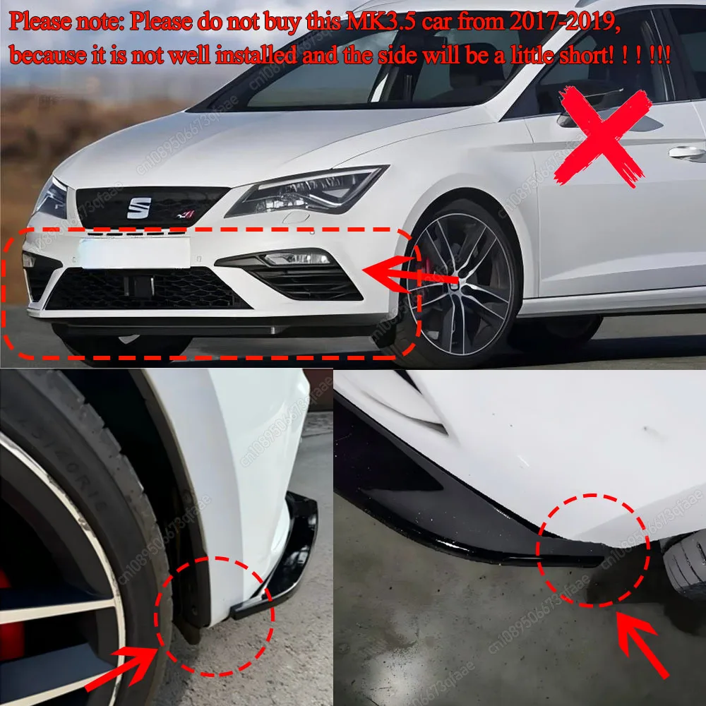 Maxton Style ABS Przedni zderzak samochodowy Splitter do Seat Leon MK3 MK3.5 2012-2019 Bodykits Tuning Spoiler Gloss Black Akcesoria — zdjęcie 5