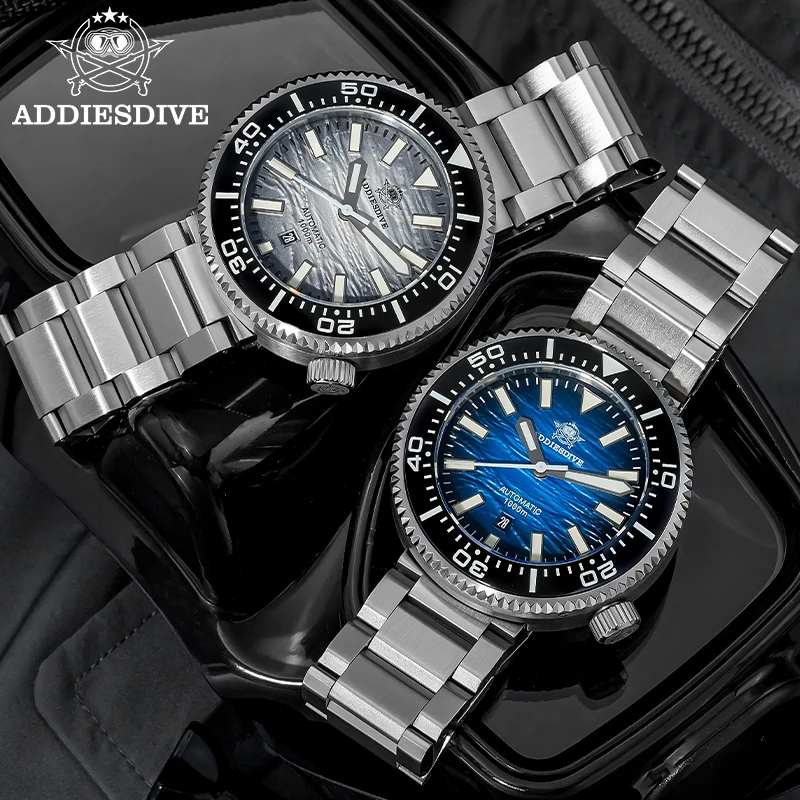 ADDIESDIVE Men Automatic Dive Watch 46mm 1000M Waterproof 8215 Sapphire Crystal Ceramic Bezel BGW9 Luminous Steel Bracelet