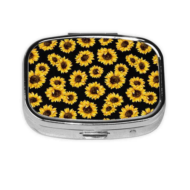 

Коробочка для таблеток Sunflowers с 2 отделениями, портативная дорожная аптечка, помещается в сумочке и кармане, органайзер для лекарств и витаминов