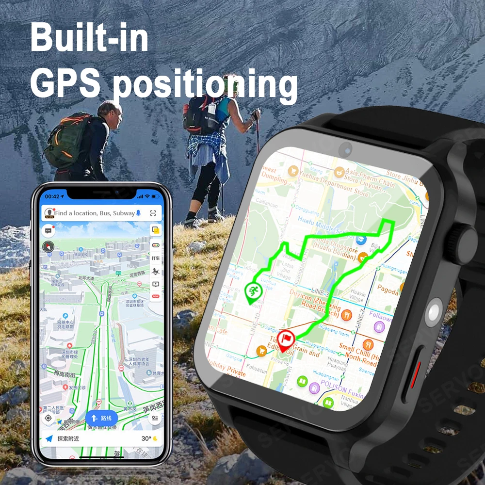 4GB 64GB 1.99In 4G Smart Watch Men Sim Card Slot Dual Camera Phone WIFI GPS Ultra Smartwatch Google Play Store Games APP KOM3