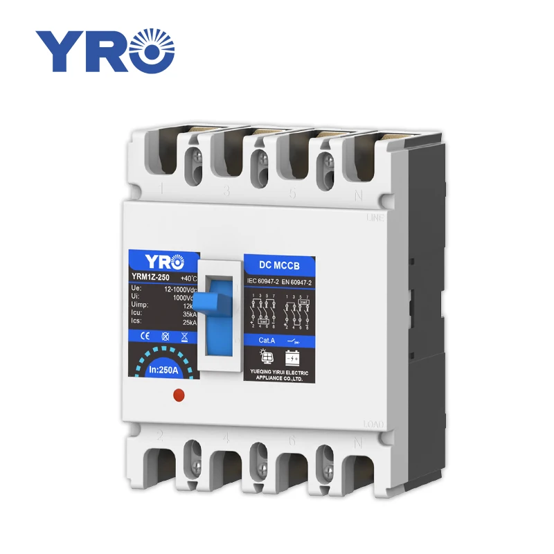 250A DC MCCB Solar Molded Case Circuit Breaker 2P 550V 160A 200A Overload Protection Switch Protector for Solar Photovoltaic