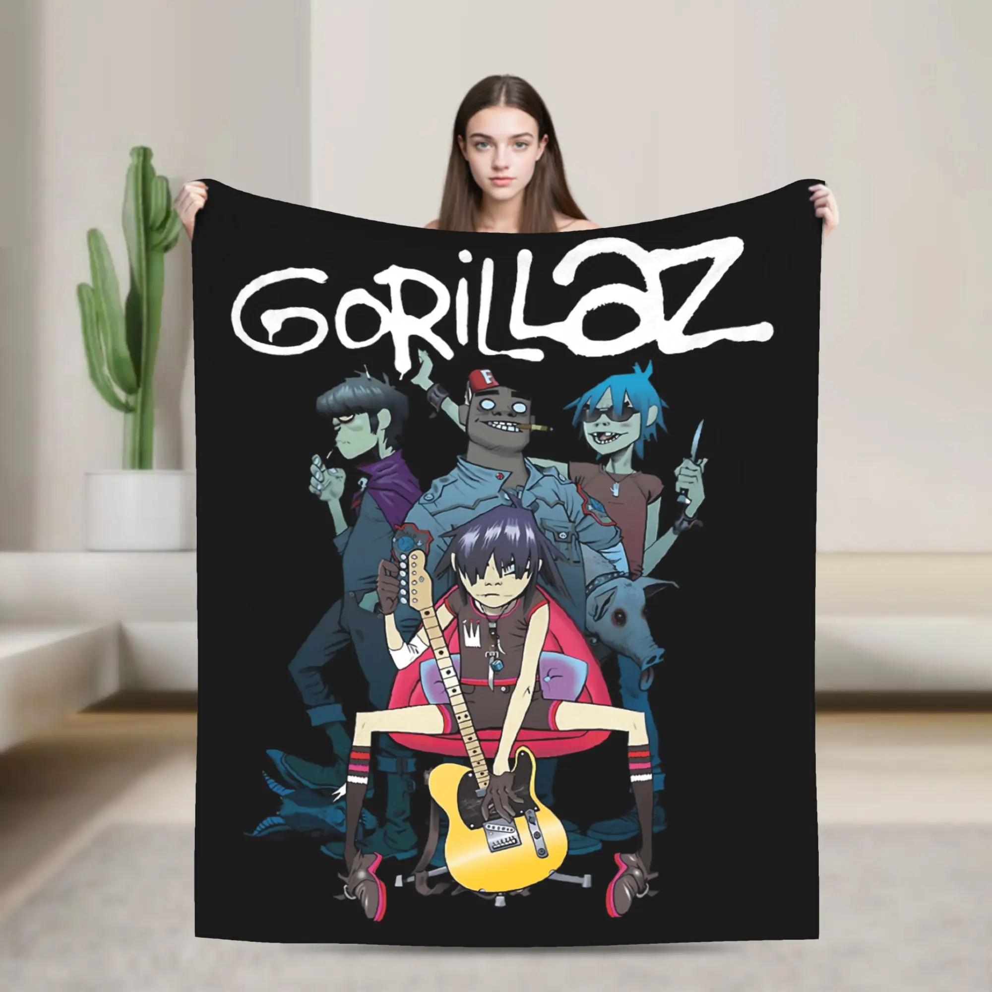 Play The Music With The Different Way Gorillazs Blanket Warm Fashion Plush Throw Blanket For Bed Flannel Bedspread Bed Cover