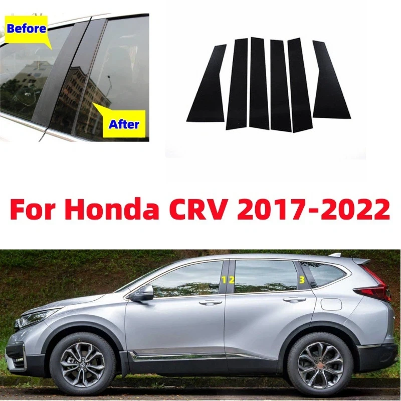 

Для Honda CR-V 2007-2024 2018 2019 2020 2021 6 шт. накладки на окна, центральная пленка, колонка B C, стойки, наклейка, автомобильные аксессуары