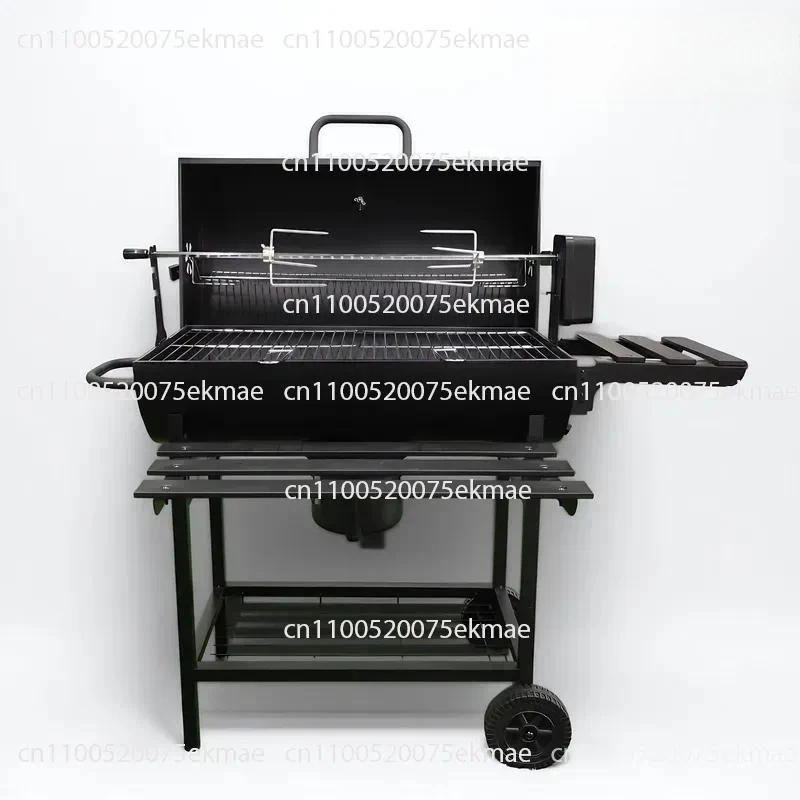 Black Charcoal Grill with Lid and Grill, Suitable for Garden Picnics