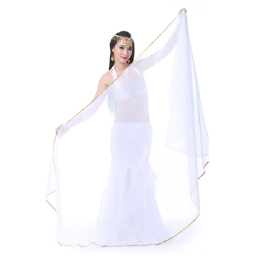 Fashion Light Belly Dance Veils Silk Long Latin Belly Dance Shawls Chiffon Women Scarf Dancing Scarf Show Costumes