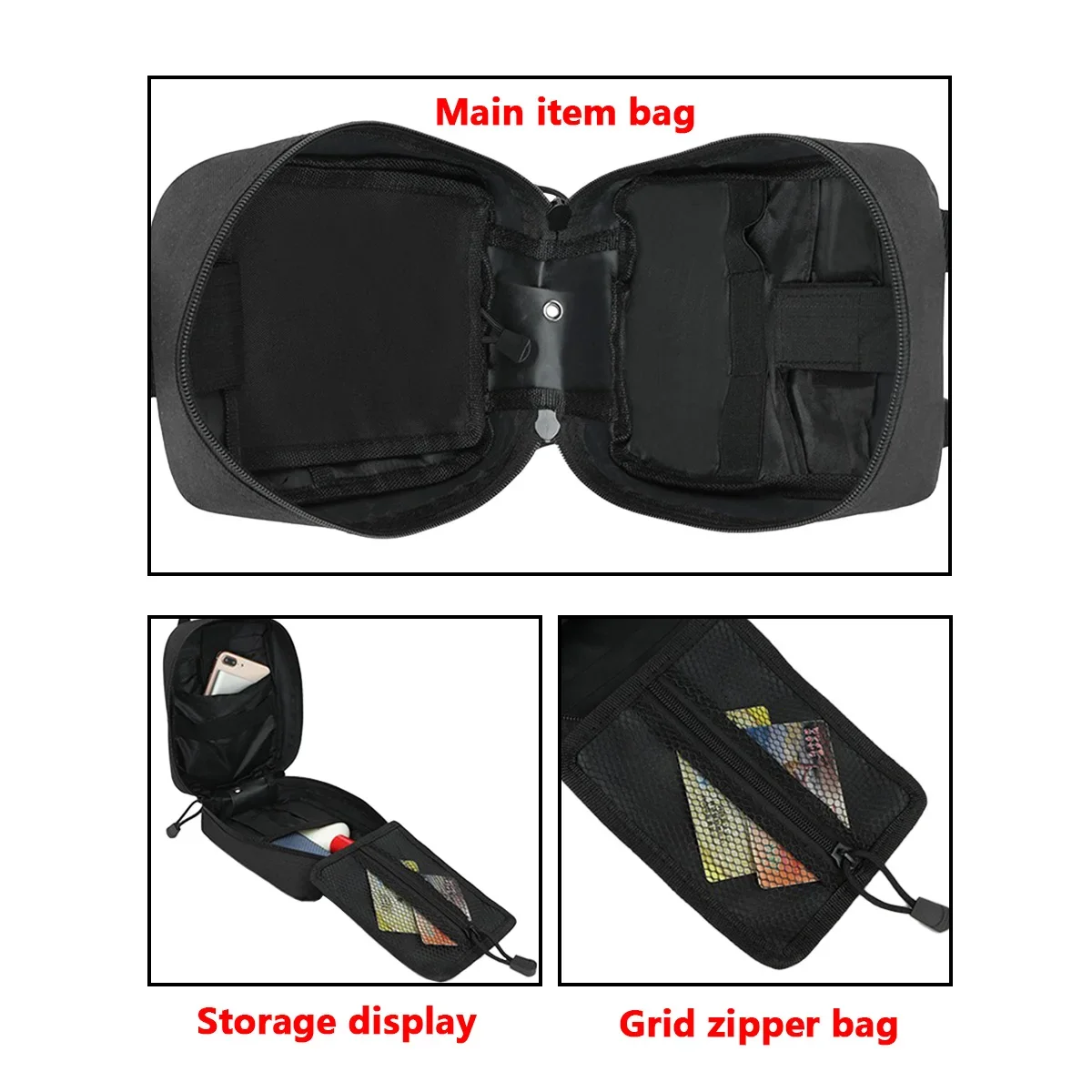 Tactical First Aid Kits Medical Bag Black Red Cross Emergency Outdoor Hunting Camping Molle Survival Tool Pouch Medical Bag