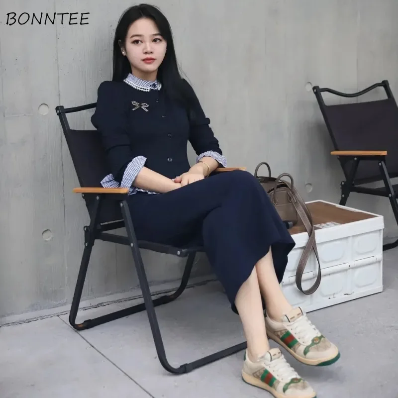 

Комплекты платьев для женщин, французская мода, милые кружевные женские шикарные длинные юбки с оборками и бантом, вязаный осенний кардиган, тканевый элегантный новый