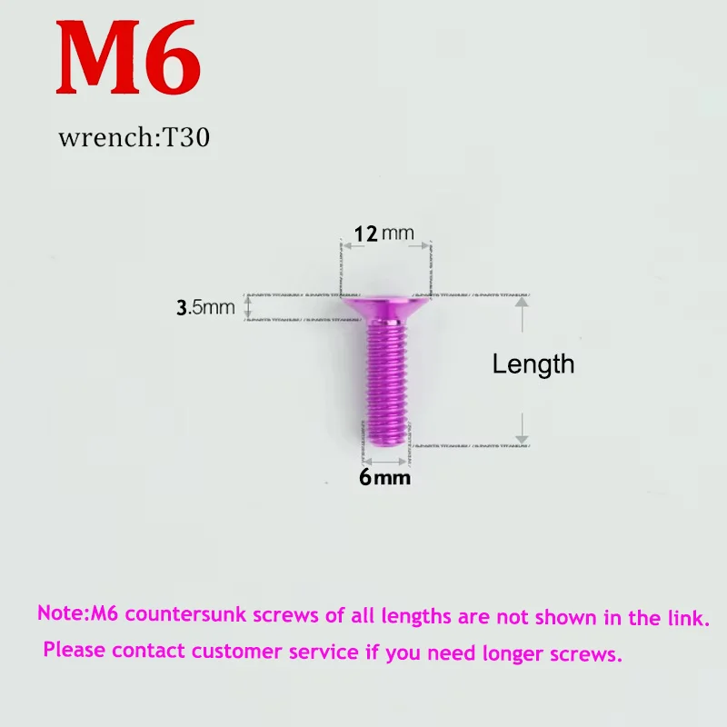 1pc Titanium Bolts M5 M6 M8x6 8 10 12 14 16 18 20 25 30 35 40 45 50mm Inner Plum Countersunk Head Screws for Bicycle Accessories