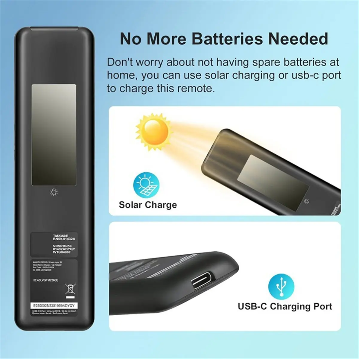 AU47-Solar Voice Remote Control BN59-01455A for Samsung TV Models QN Series Eco-Friendly