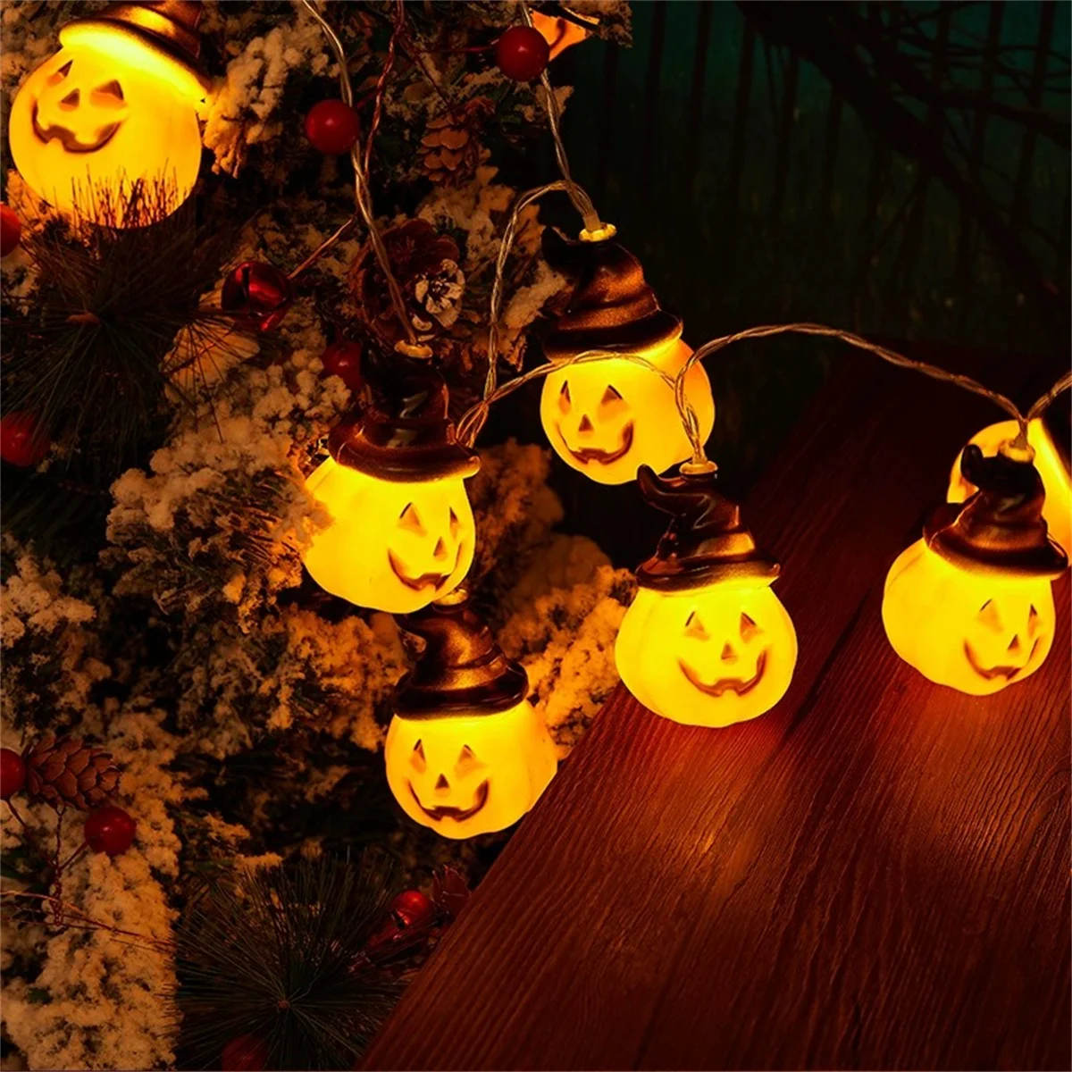 LED Halloween Pumpkin Lantern, String Festival Party, Pátio Atmosfera Decoração, Luminous Prop Cena Arranjo