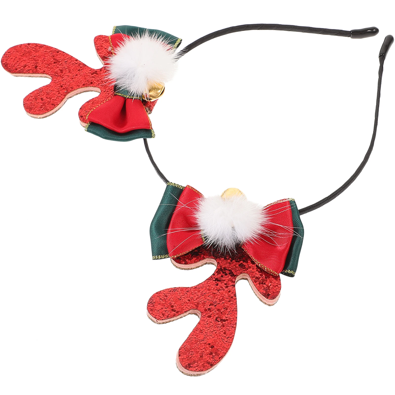 

Sequined Bow Christmas Antlers Headband S2 9 Red Xmas Cosplay Party Hairbands Headdress Metal Fabric Lightweight Charm
