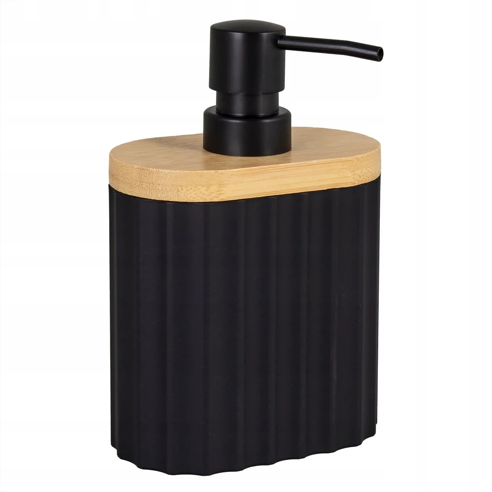 Vloeibare zeepdispenser kunststof gegroefd zwart 450ml Belinda