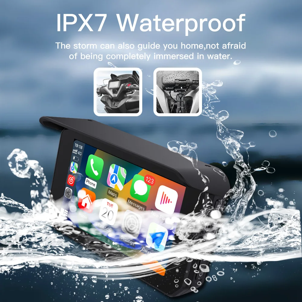 Autoabc 2023 Best Quality 5 Inch Waterproof Ip68 Motorbike Screen Wireless Carplay Android Auto Display For Motorcycle