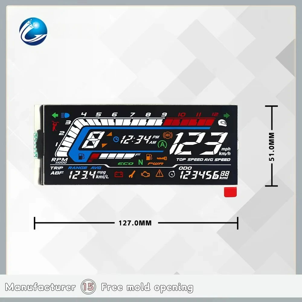 

High Quality Customizable 7 Segment Display Anti-Glare Motorcycle TBN Negative LCD Modules SJXDGW018 & BU91R64CH Drive