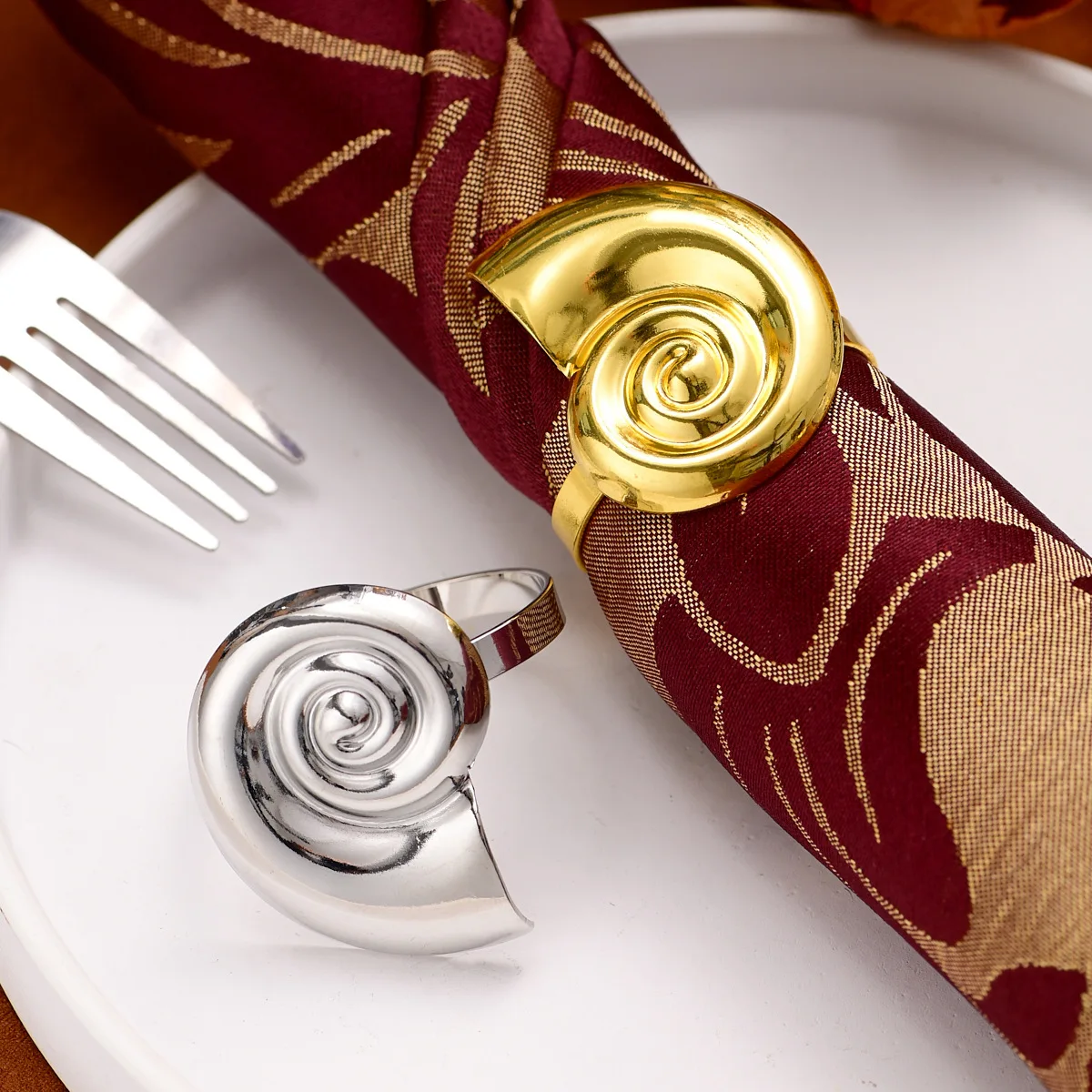 Ocean series conch napkin ring alloy table napkin buckle restaurant table setting 6pcs