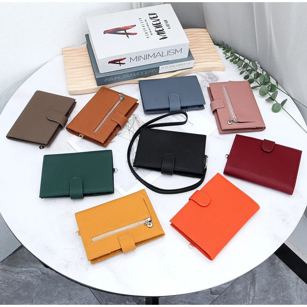 

Passport Holder Neck Pouch Genuine Leather Travel Wallets for Women and Men Fold Passport Covers with Neck Lanyard