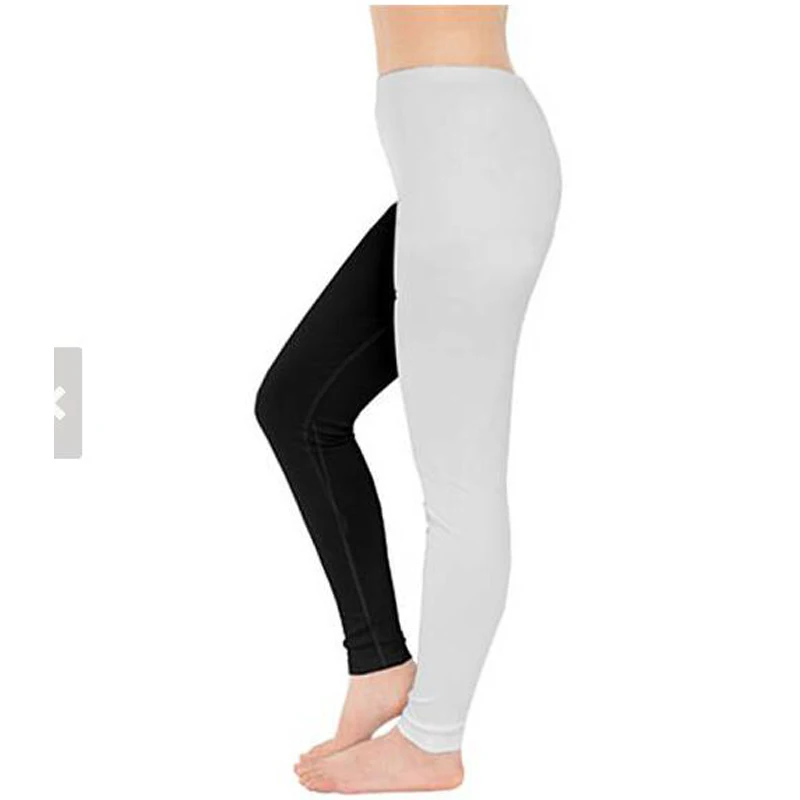 Leggings For Women Two Toned White Black Split Color Modal Cotton Jeggings Tight Pants Large Size 7XL 6XL 5XL XS