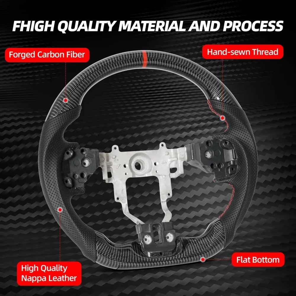 

Real Carbon Fiber Steering Wheel for Mitsubishi Lancer Evolution EVO X 10 2008-2015 Anti-Slip D-shaped Flat-Bottomed Leather