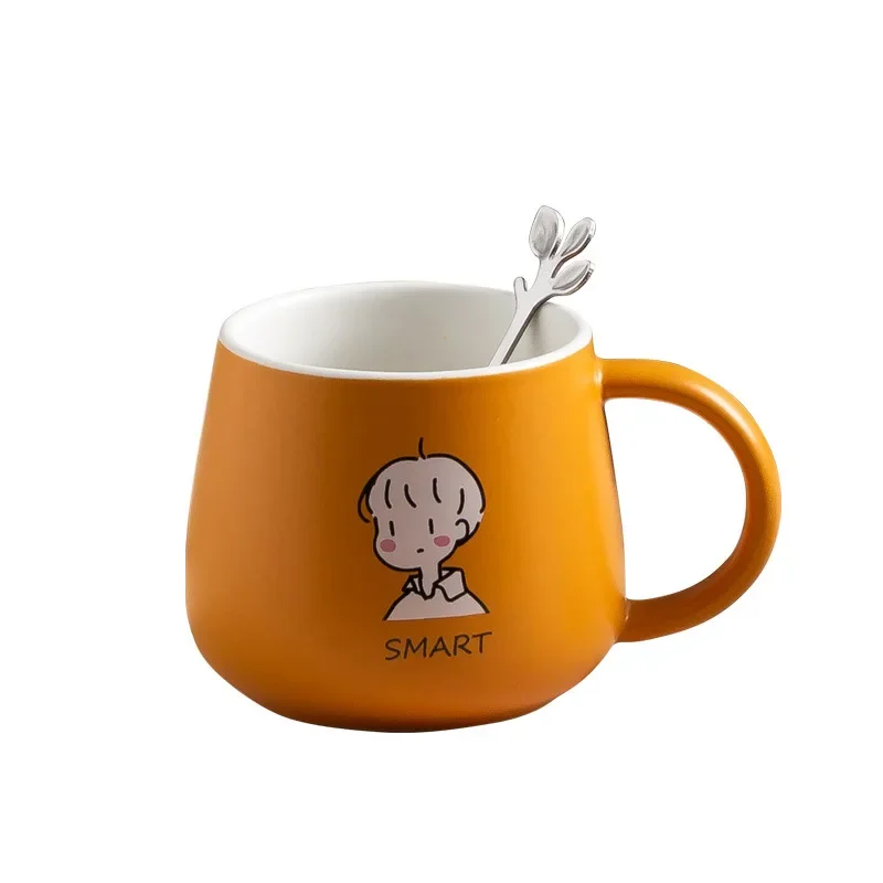 

Adorable Cartoon Couple Mug - Ceramic Home Breakfast and Coffee Cup for Students and Couples - Cute Drinking Cup