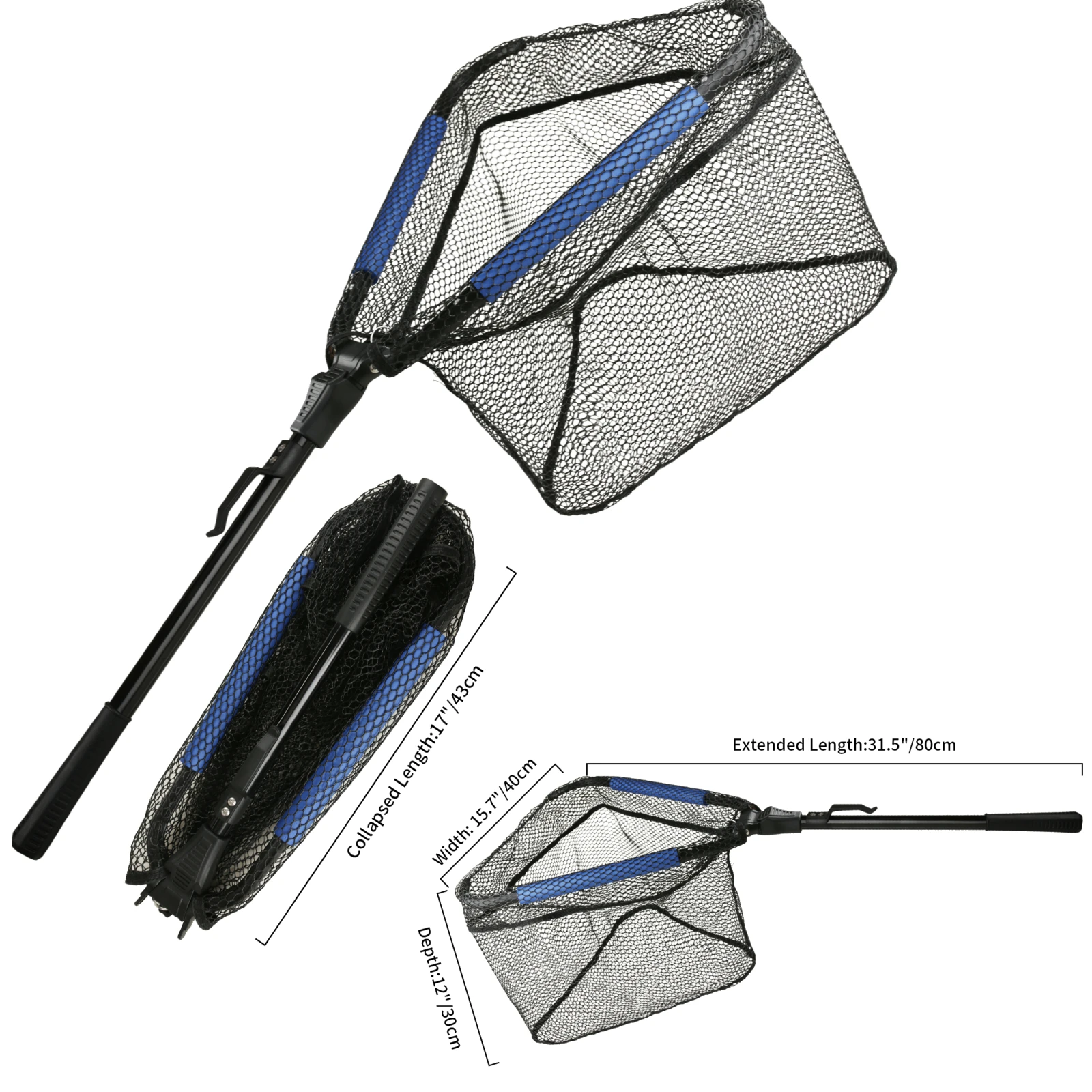 Intrekbaar Schepnet Opvouwbaar 1.9m/1.5m/1.3m Telescopisch Visnet Buiten Zee Net Draagbaar Hand Dip Net Voor Karper Vliegvisserij Plezier