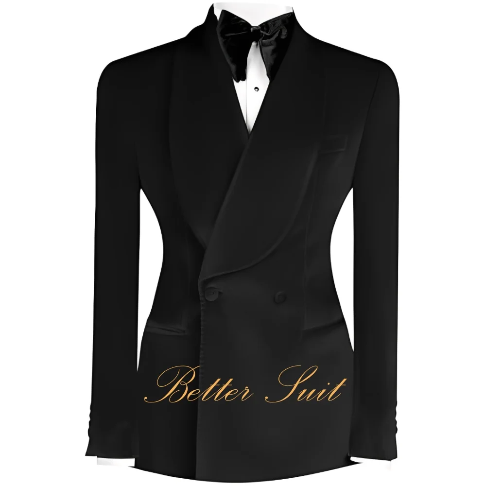 سترة مخملية للرجال بياقة شال سترة مزدوجة الصدر للرجال بزرين سترات بدلة سهرة لحفلات الزفاف والحفلات الراقصة