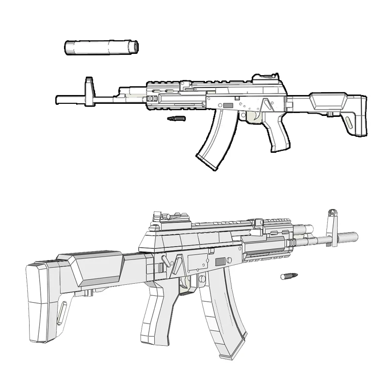 

Бумажная модель AK12 Пистолет масштаб 1/1 Ручная работа Papercraft